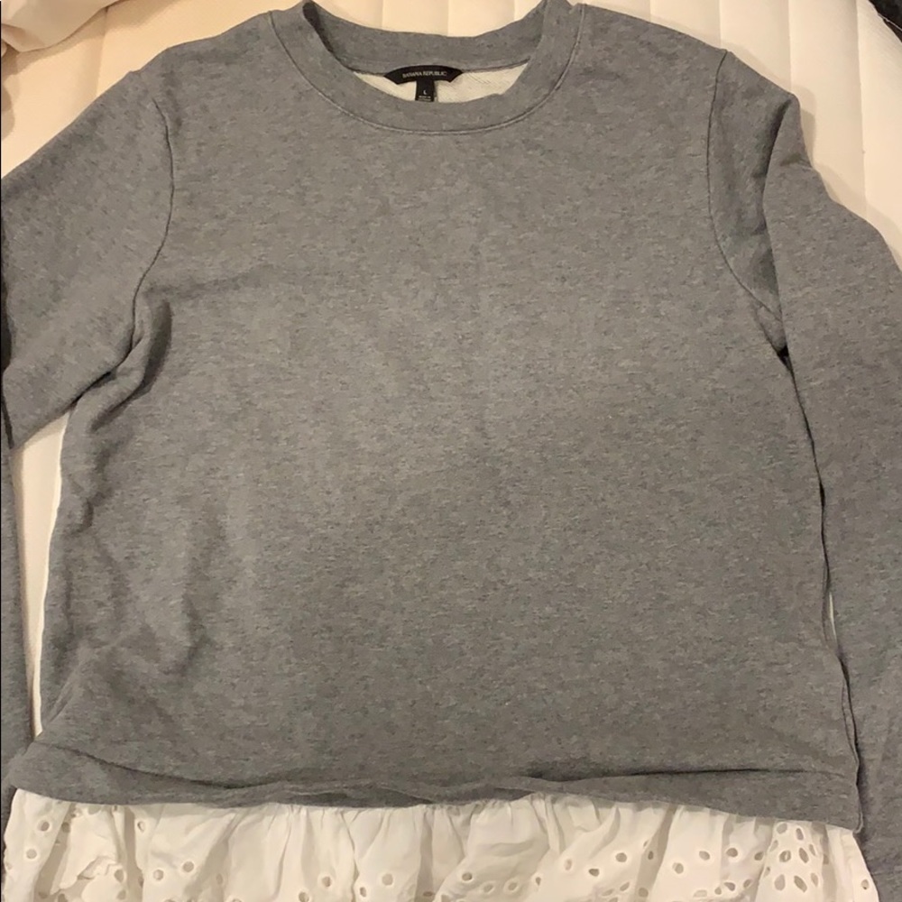 Banana Republic grey ruffle sweater size L